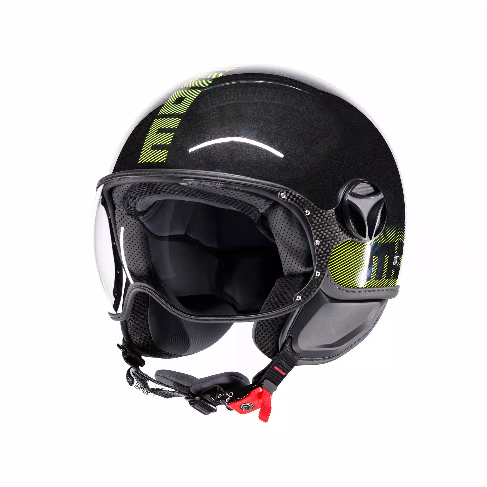 MOMODESIGN FGTR CLASSIC STRIPES GLITTER/YELLOW FLUO  - JET HELMET WITH VISOR E2206