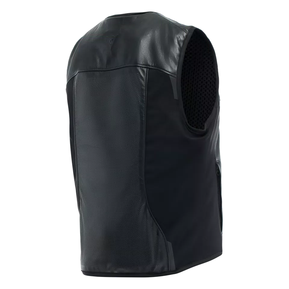 SMART JACKET LEATHER - MEN'S MOTORCYCLE LEATHER VEST WITH INTEGRATED AIRBAG - BLACK - 2
