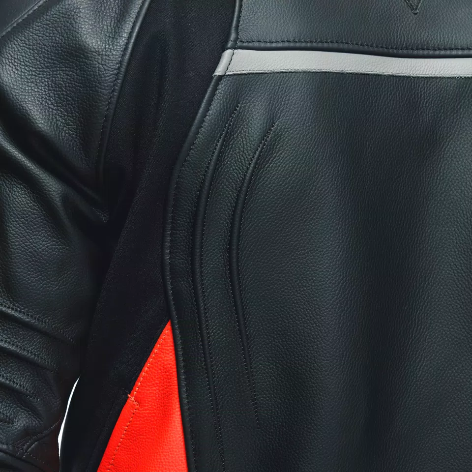 RACING 4 - MEN LEATHER MOTORCYCLE JACKET - BLACK/FLUO-RED - 12