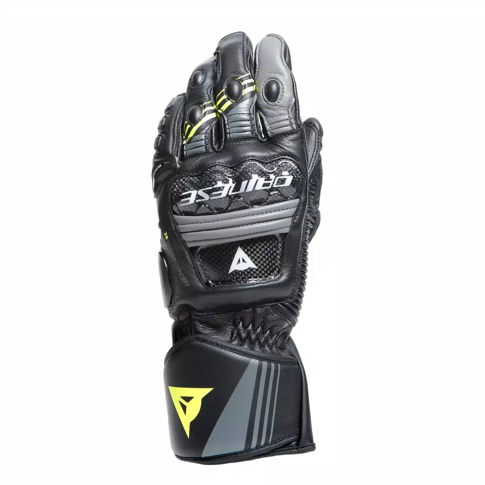 DRUID 4 LEATHER GLOVES | BLACK/CHARCOAL-GRAY/FLUO-YELLOW | Dainese