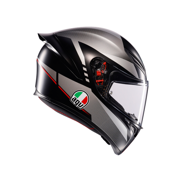 k1-s-lap-matt-black-grey-red-motorbike-full-face-helmet-e2206 image number 2