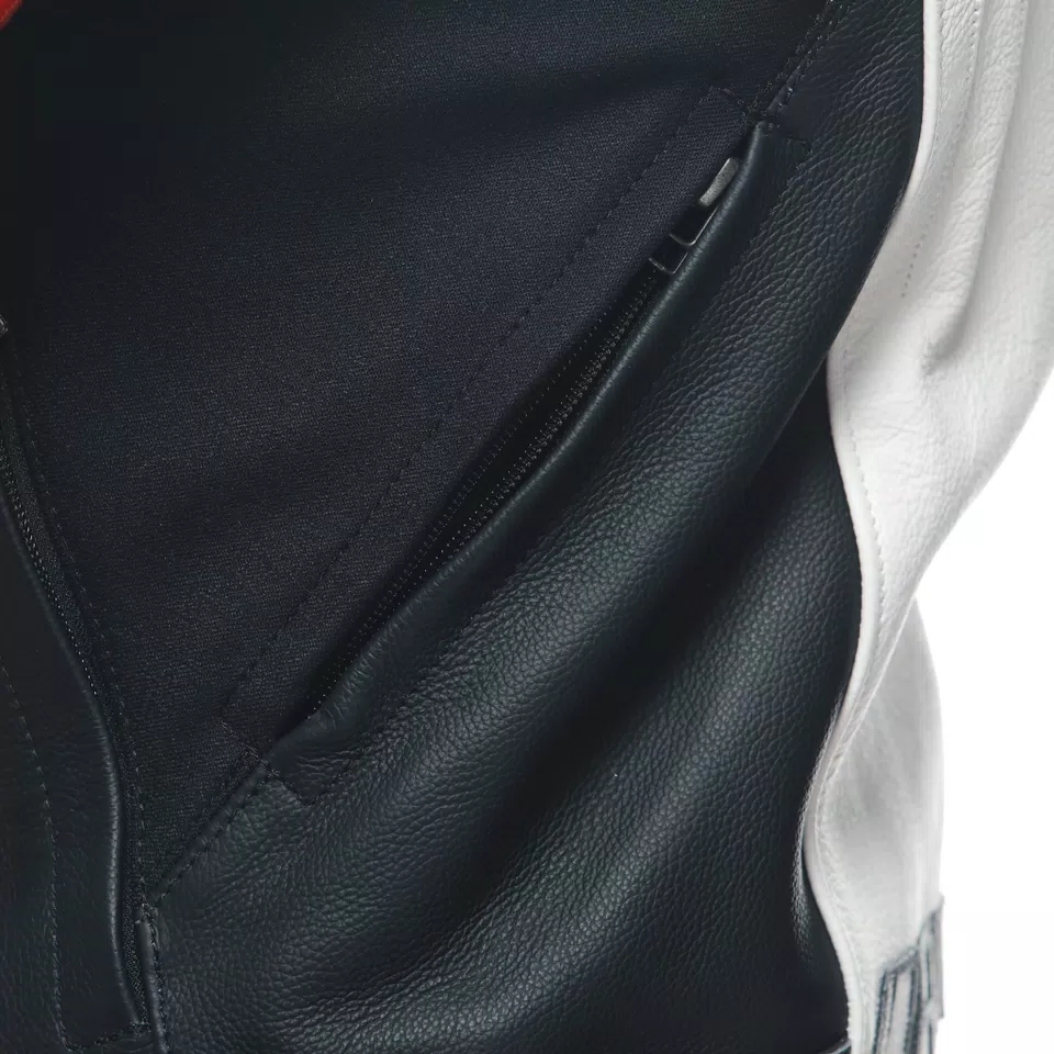 RACING 4 - MEN LEATHER MOTORCYCLE JACKET - WHITE/BLACK - 10