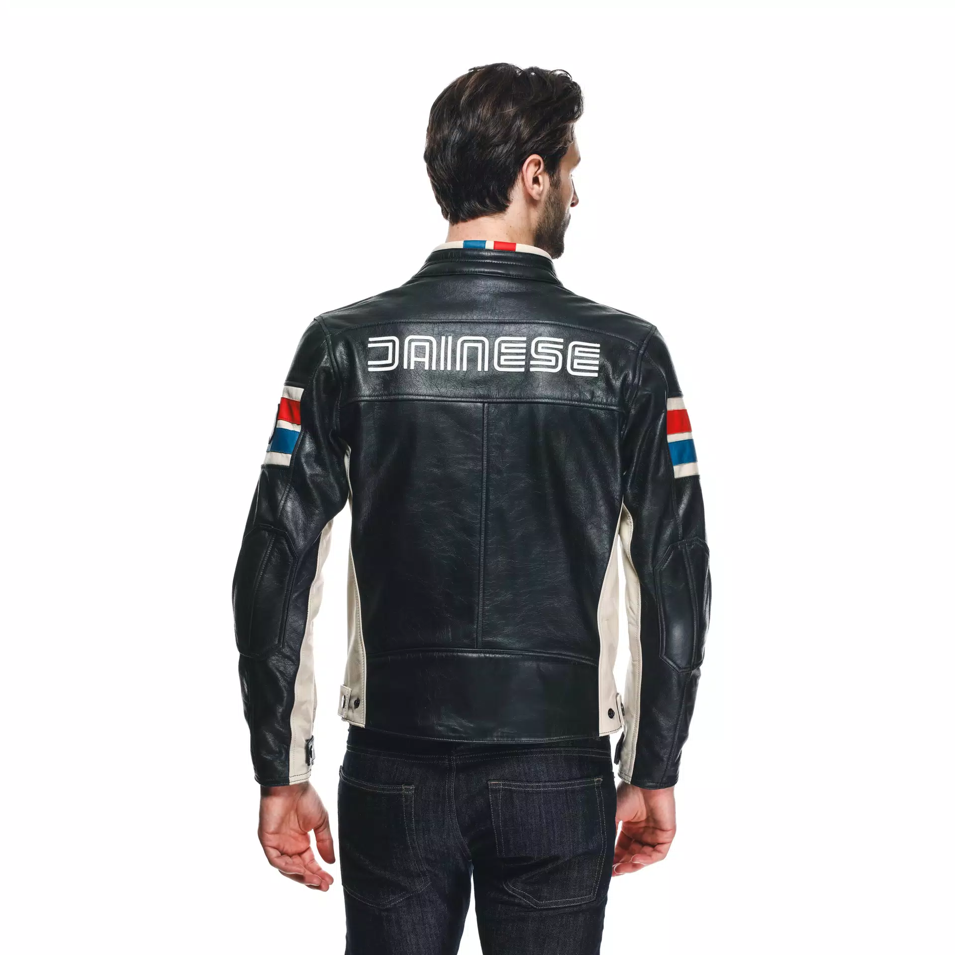新同品 DAINESE HF D1 PERF.LEATHER JACKET 50 HF D1 - MEN'S MOTORCYCLE LEATHER JACKET | BLACK/RED/BLUE | Dainese