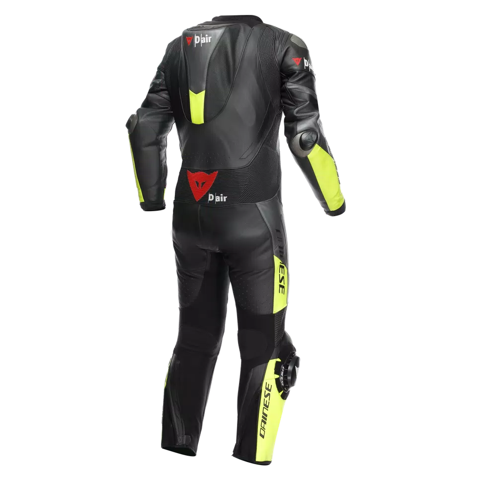 MISANO 3 D-AIR® - MEN'S 1-PIECE MOTORCYCLE PERFORATED LEATHER SUIT WITH AIRBAG - BLACK/ANTHRACITE/FLUO-YELLOW - 2