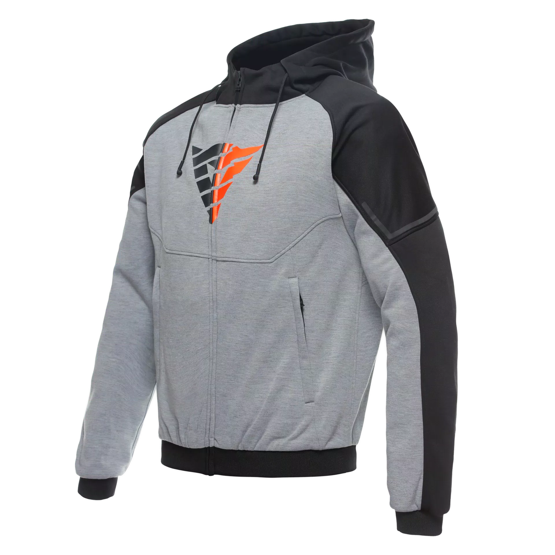 DAEMON X SAFETY HOODIE FULL ZIP MELANGE GRAY BLACK RED FLUO Dainese