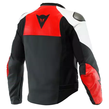 SPORTIVA - MEN'S MOTORCYCLE LEATHER JACKET - BLACK-MATT/LAVA-RED/WHITE - 2