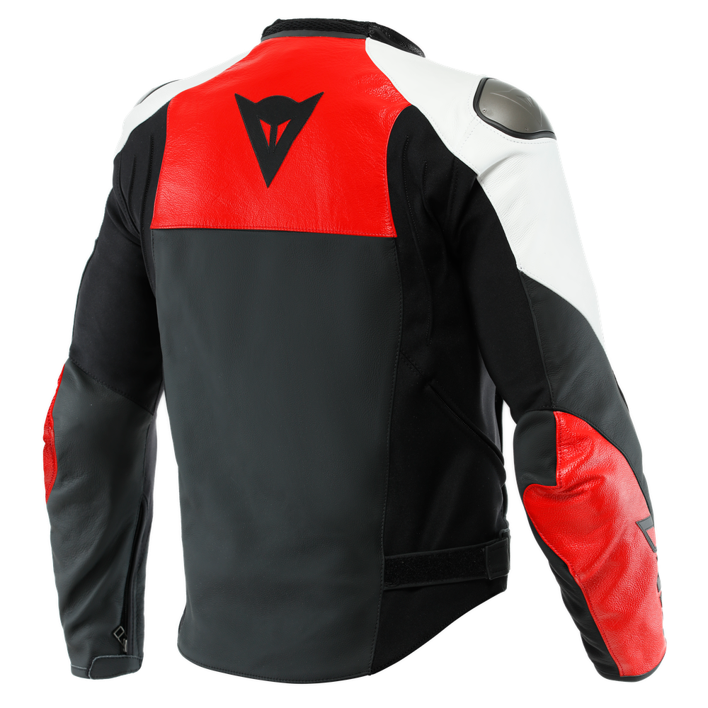 sportiva-leather-jacket-black-matt-lava-red-white image number 1