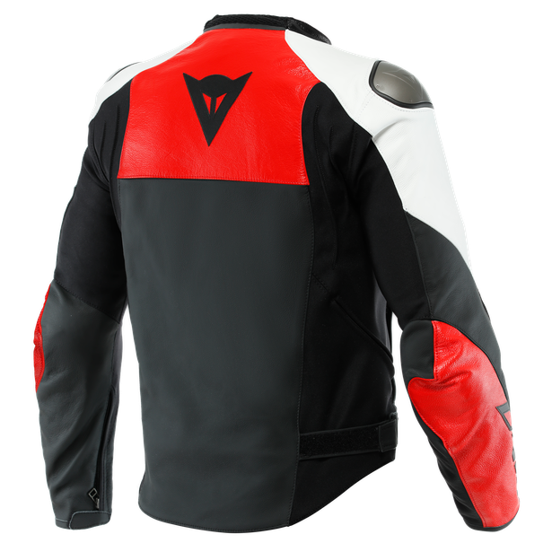 sportiva-giacca-moto-in-pelle-uomo-black-matt-lava-red-white image number 1