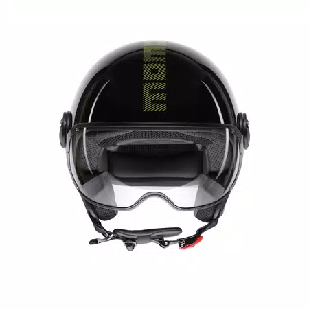 MOMODESIGN FGTR CLASSIC STRIPES BLACK / YELLOW FLUO - JET HELMET WITH VISOR E2206 -  - 2
