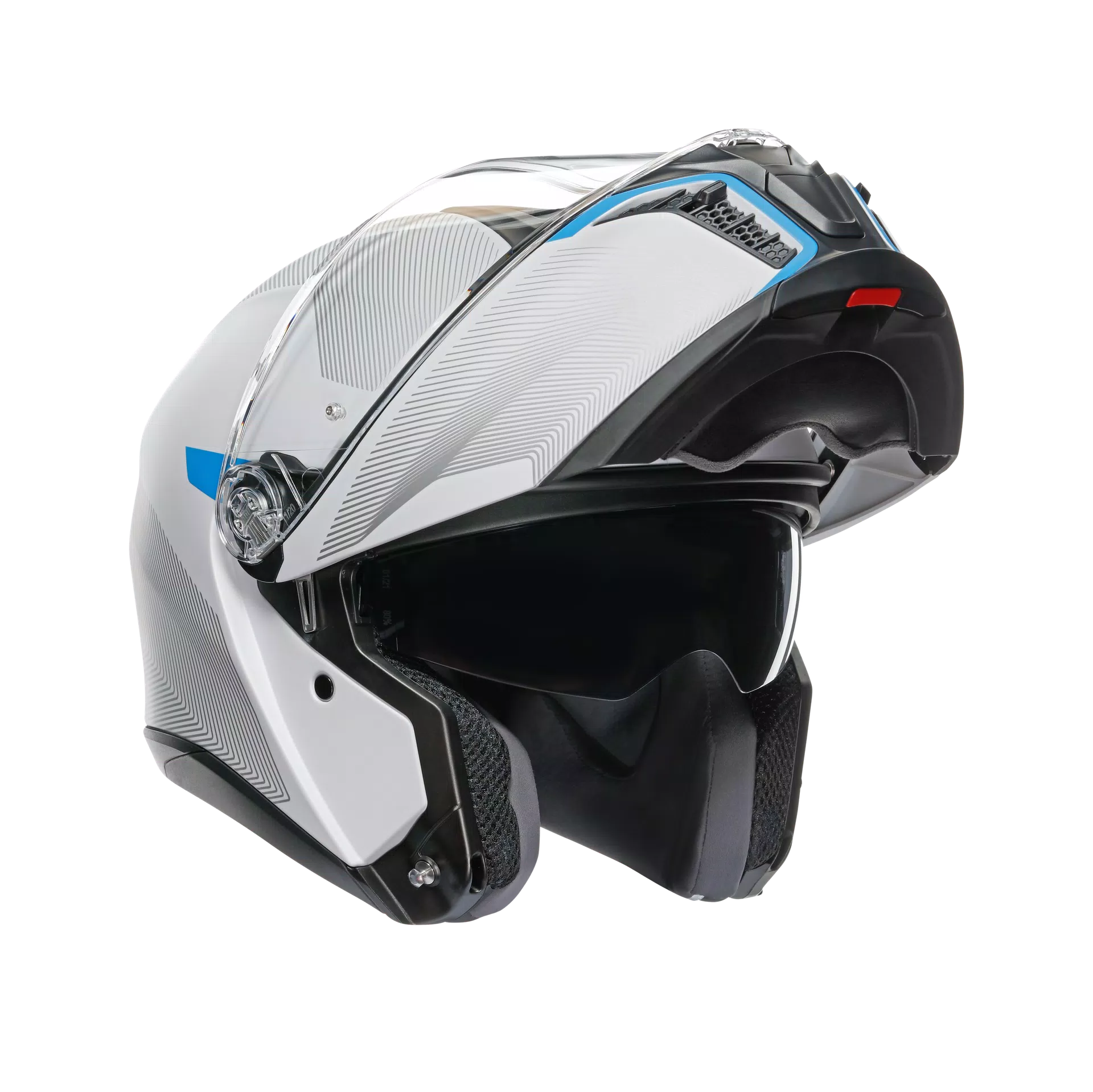 TOURMODULAR FREQUENCY LIGHT GREY/BLUE - MOTORBIKE FLIP UP HELMET E2206