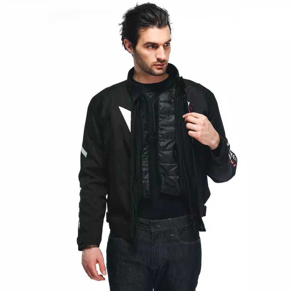 VELOCE D-DRY®- MEN'S WATERPROOF MOTORCYCLE JACKET - BLACK/WHITE/LAVA-RED - 13