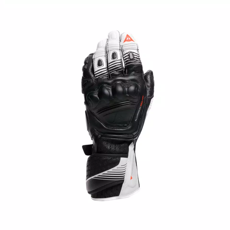 FIERO - GANTS DE MOTO RACING EN CUIR - BLACK/WHITE/RED-FLUO - 1