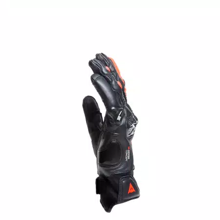 CARBON 4 - MEN'S MOTORCYCLE SHORT LEATHER GLOVES - BLACK/FLUO-RED - 4