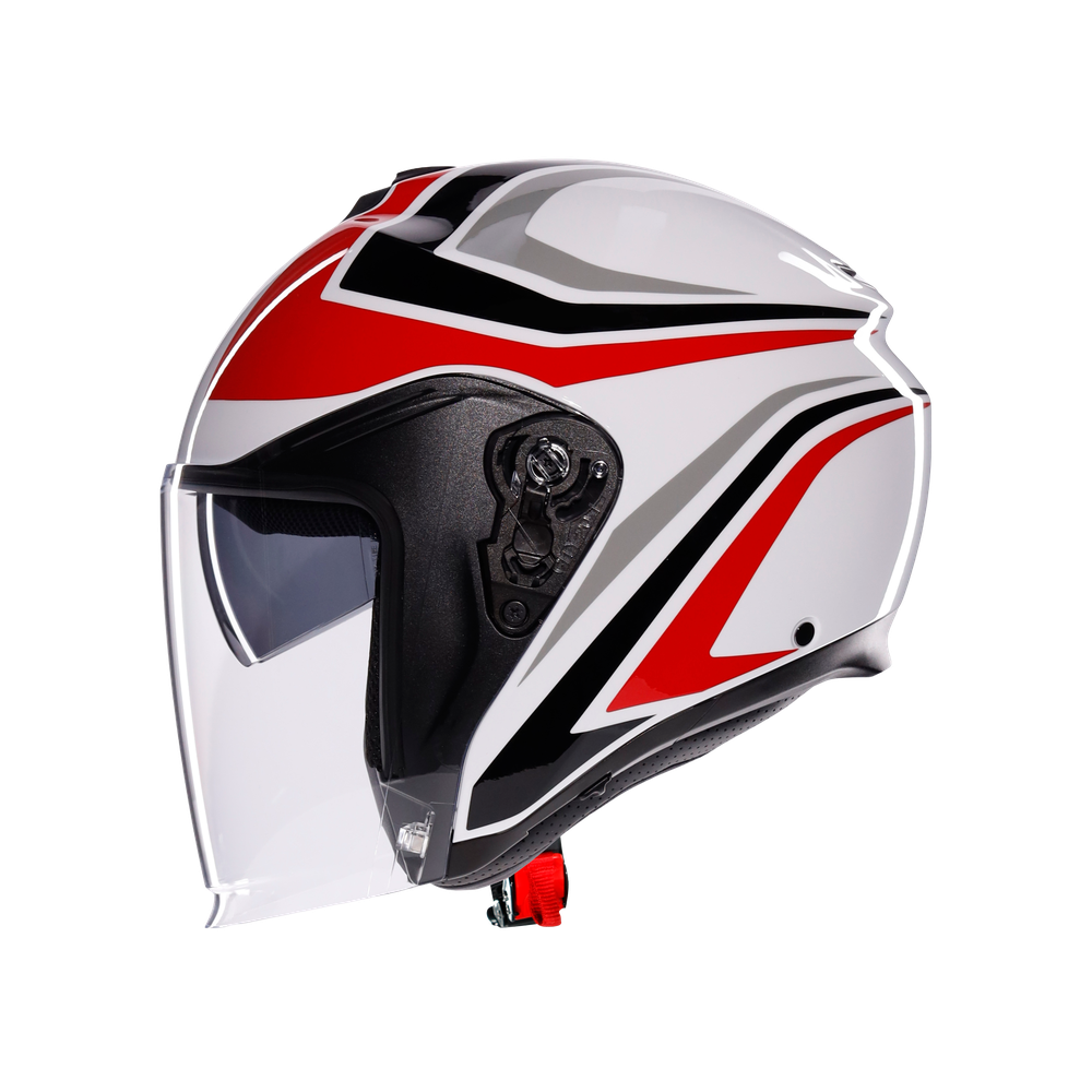 irides-tolosa-black-grey-red-motorbike-open-face-helmet-e2206 image number 3
