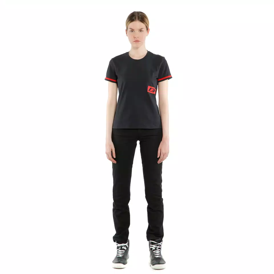 PADDOCK LADY T-SHIRT - BLACK/LAVA-RED - 3