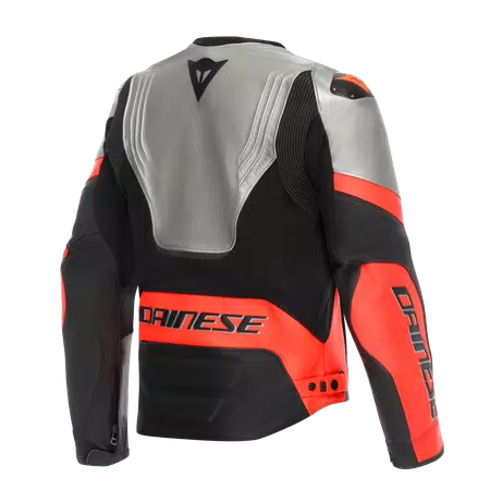 RACING 5 - HEREN MOTORFIETS LEREN JAS - SILVER/BLACK/RED-FLUO - 2