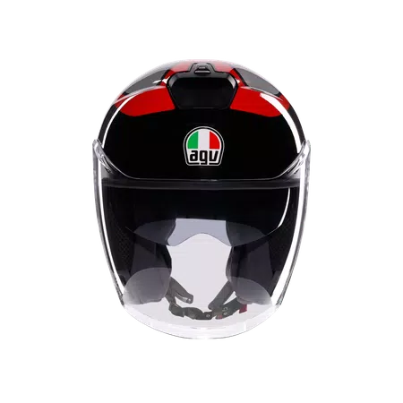 IRIDES MOTORBIKE OPEN FACE HELMET E2206 - VALENZA MATT GREY/BLACK/RED -  - 2