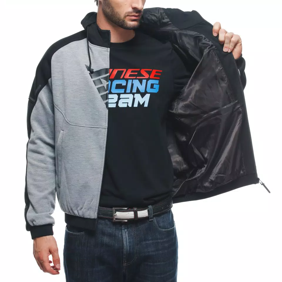 DAEMON-X SAFETY HOODIE - GIACCA MOTO IN TESSUTO UOMO - MELANGE-GRAY/BLACK/RED-FLUO - 15