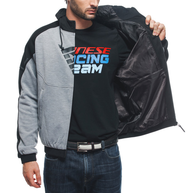 daemon-x-safety-hoodie-giacca-moto-in-tessuto-uomo-melange-gray-black-red-fluo image number 14