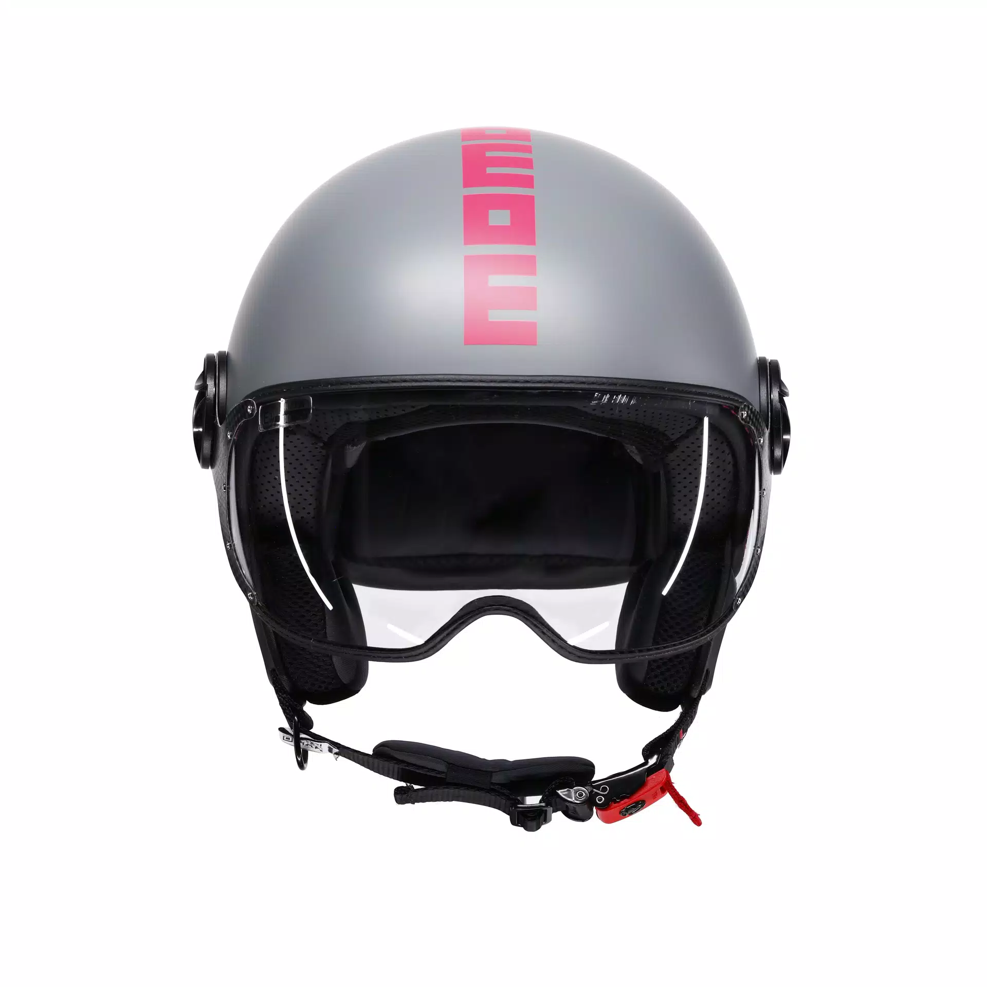 MOMODESIGN FGTR CLASSIC - JET HELMET WITH VISOR E2206 - FLUO MATT GREY/FUCSIA