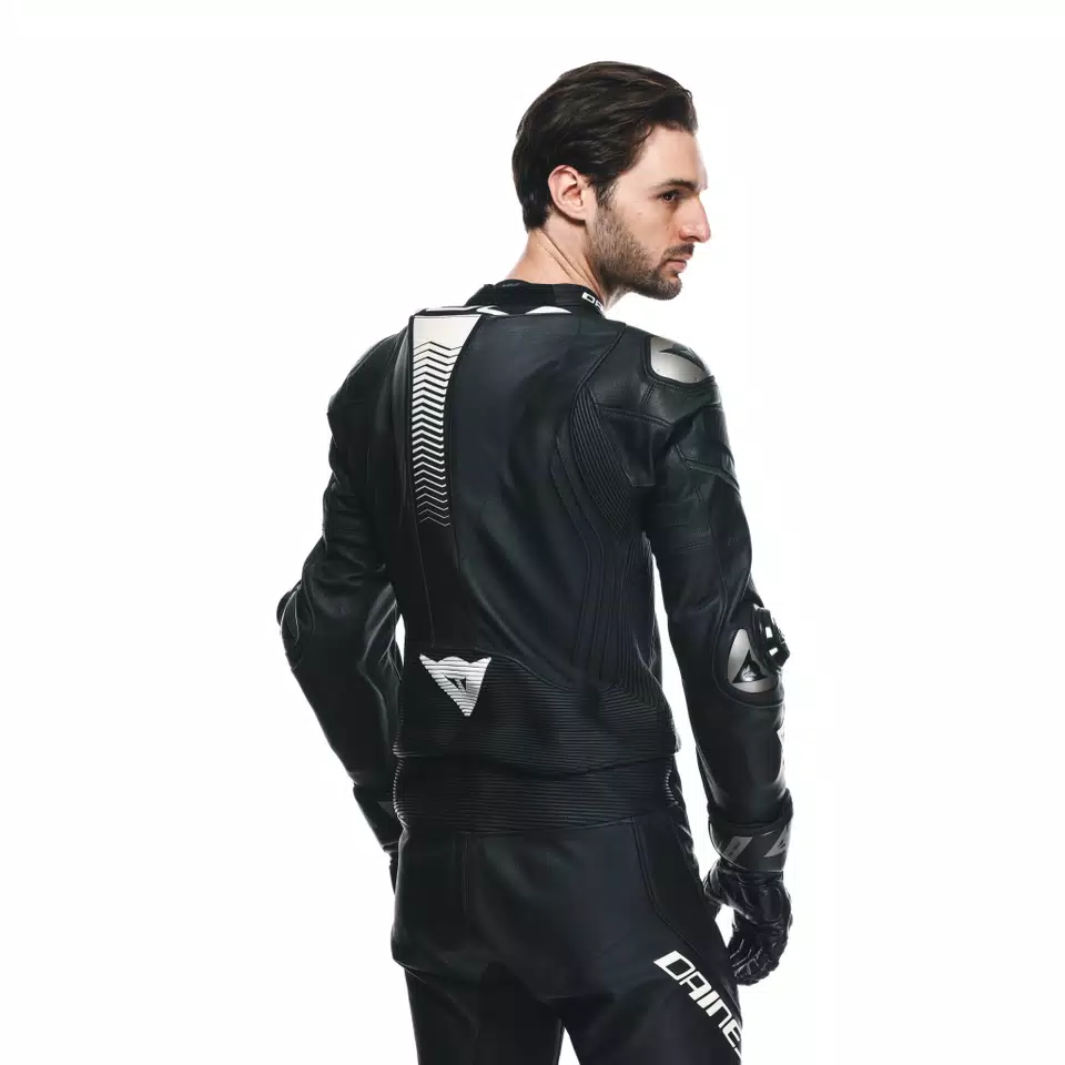 LAGUNA SECA 5 - MEN'S 2-PIECE MOTORCYCLE LEATHER SUIT (SHORT/TALL) - BLACK/BLACK/WHITE - 8