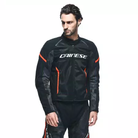 AIR FRAME 3 TEX - MEN'S SUMMER MOTORCYCLE JACKET IN FABRIC - BLACK/BLACK/RED-FLUO - 5