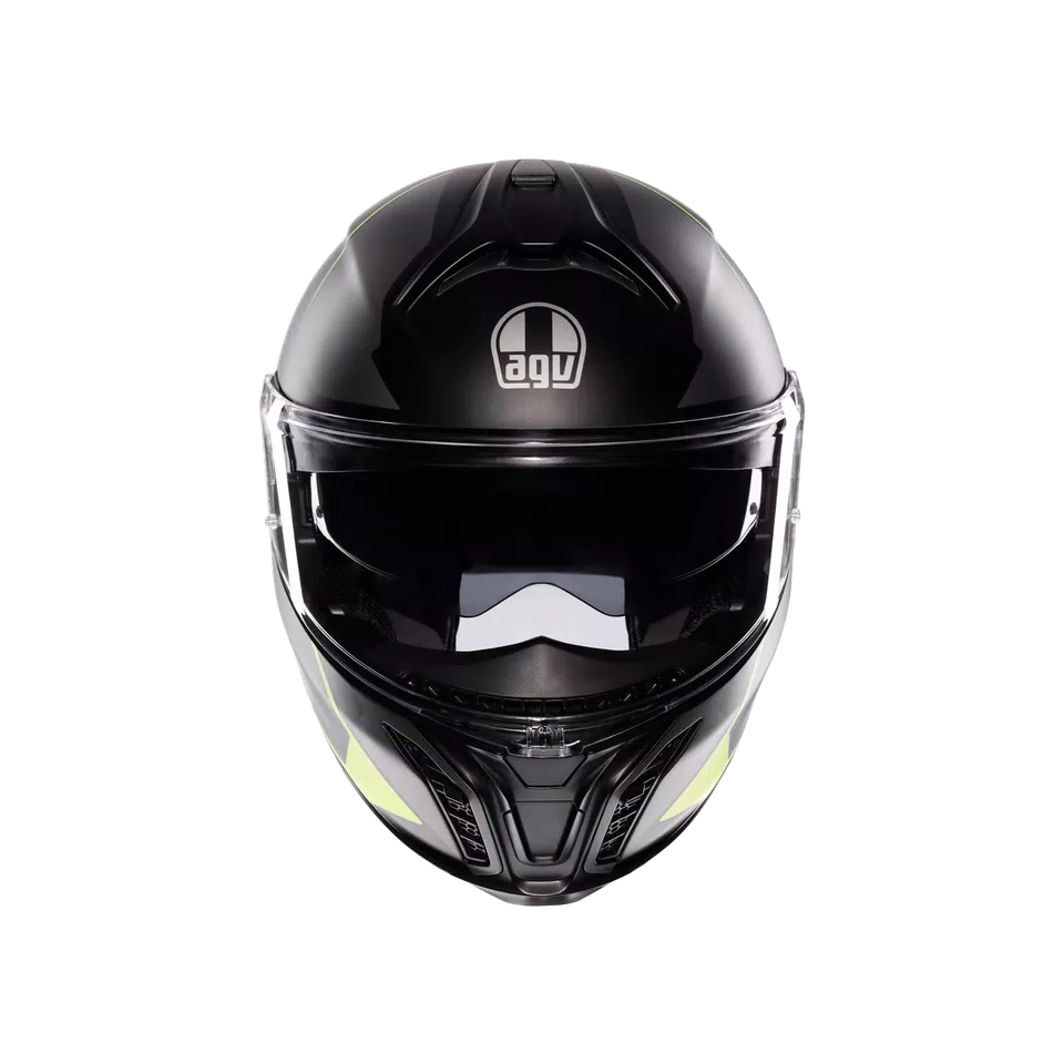 TOURMODULAR PERCEPTION MATT BLACK/YELLOW FLUO - MOTORBIKE FLIP UP HELMET E2206 -  - 2