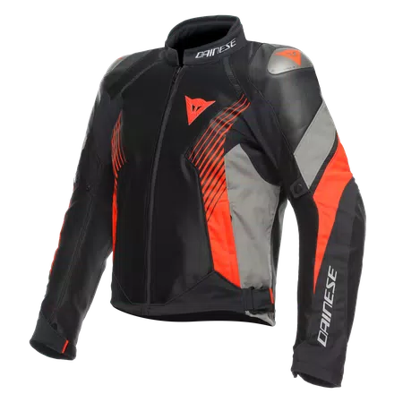 SUPER RIDER 2 ABSOLUTESHELL™ - MEN'S WATERPROOF MOTORCYCLE JACKET - BLACK/DARK-GULL-GRAY/FLUO-RED - 1