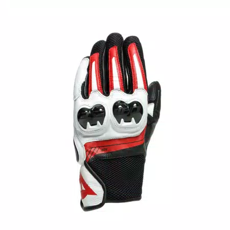 MIG 3 - UNISEX MOTORCYCLE LEATHER GLOVES - BLACK/WHITE/LAVA-RED - 1