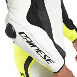 LAGUNA SECA 4 1PC PERF. LEATHER SUIT WHITE/BLACK/FLUO-YELLOW- One Piece Suits