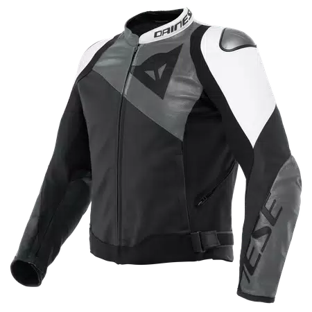SPORTIVA - MEN'S MOTORCYCLE LEATHER JACKET - BLACK-MATT/ANTHRACITE/WHITE - 1
