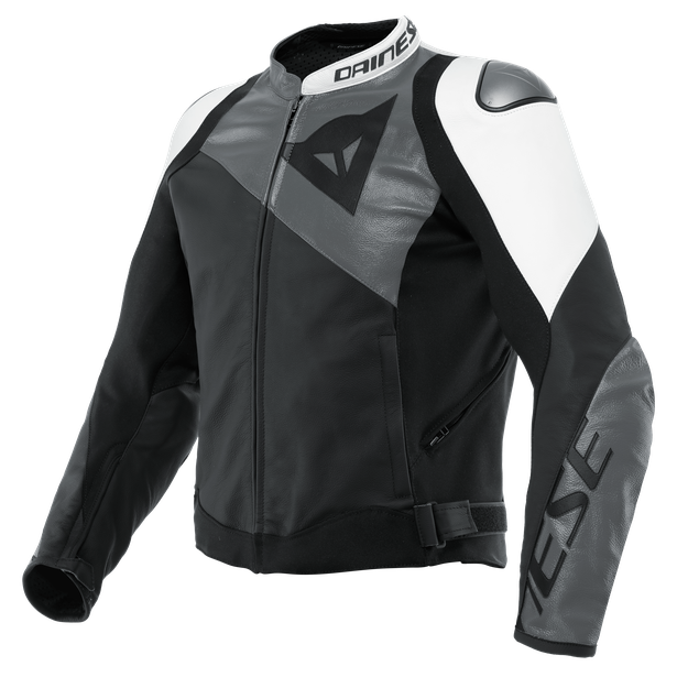 sportiva-giacca-moto-in-pelle-uomo-black-matt-anthracite-white image number 0