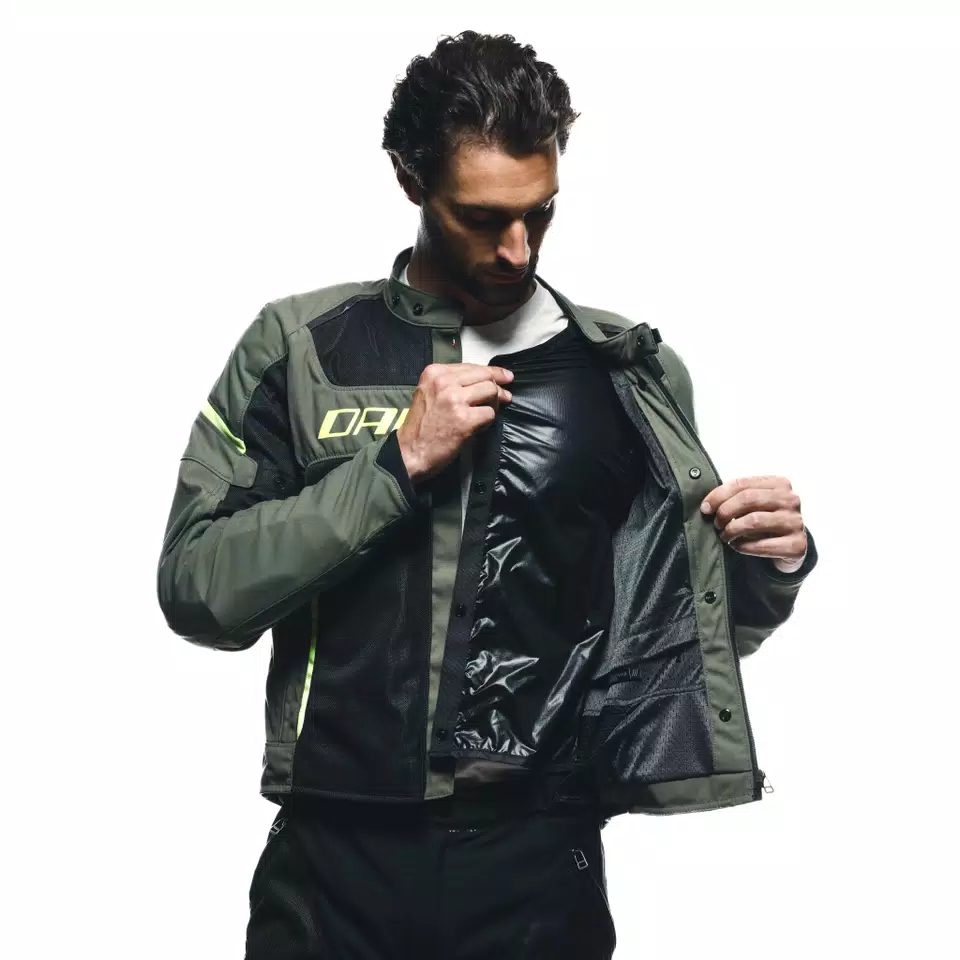 AIR FRAME 3 TEX - MEN'S SUMMER MOTORCYCLE JACKET IN FABRIC - ARMY GREEN/BLACK/FLUO YELLOW - 13
