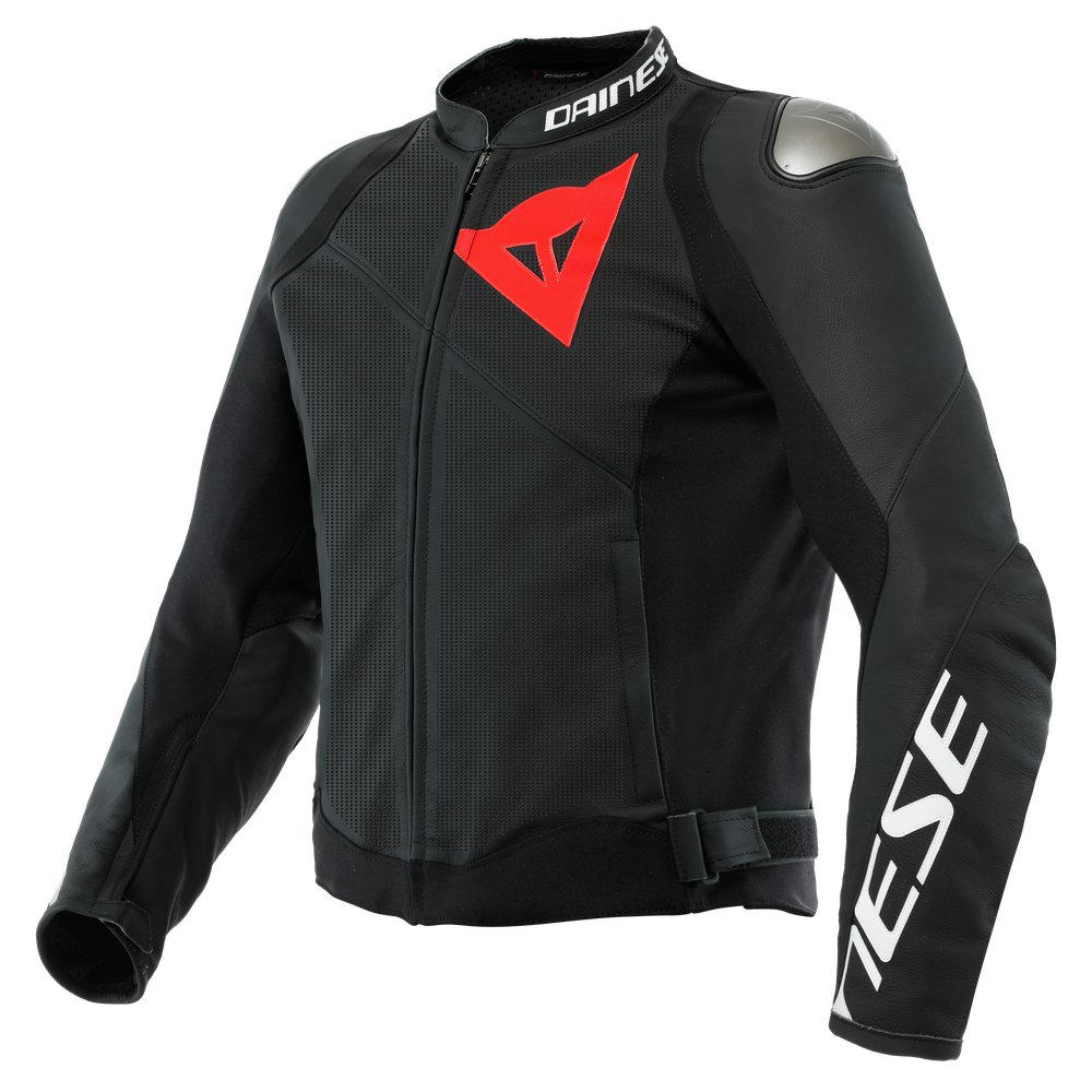 sportiva-giacca-moto-in-pelle-perforata-uomo-black-matt-black-matt-black-matt image number 0
