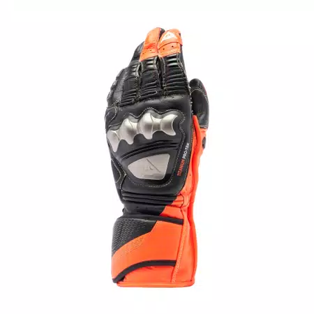 FULL METAL 7 - MEN'S MOTORCYCLE RACING LEATHER GLOVES - BLACK/RED FLUO - 1
