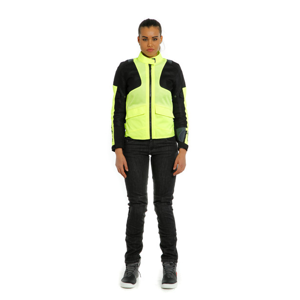 air-tourer-tex-giacca-moto-touring-estiva-in-tessuto-donna-fluo-yellow-ebony-black image number 2