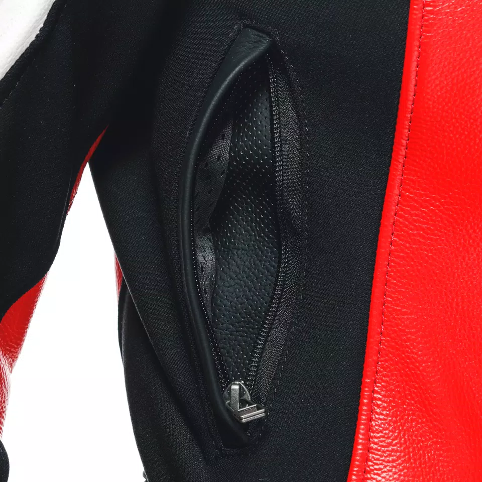 MIRAGE - TUTA MOTO DIVISIBILE CONFORMATA IN PELLE DONNA - BLACK/LAVA-RED/WHITE - 10