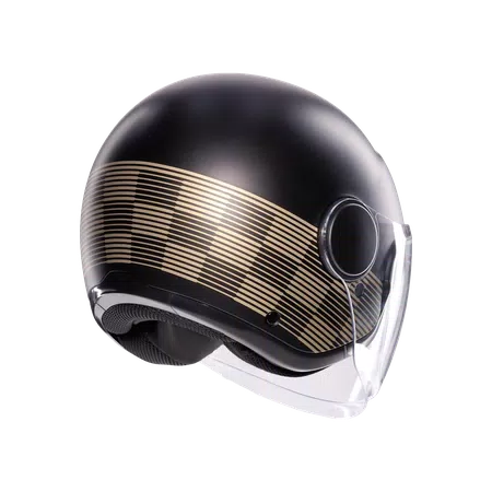ETERES PONZA MATT BLACK/GOLD - MOTORBIKE OPEN FACE HELMET E2206 -  - 6