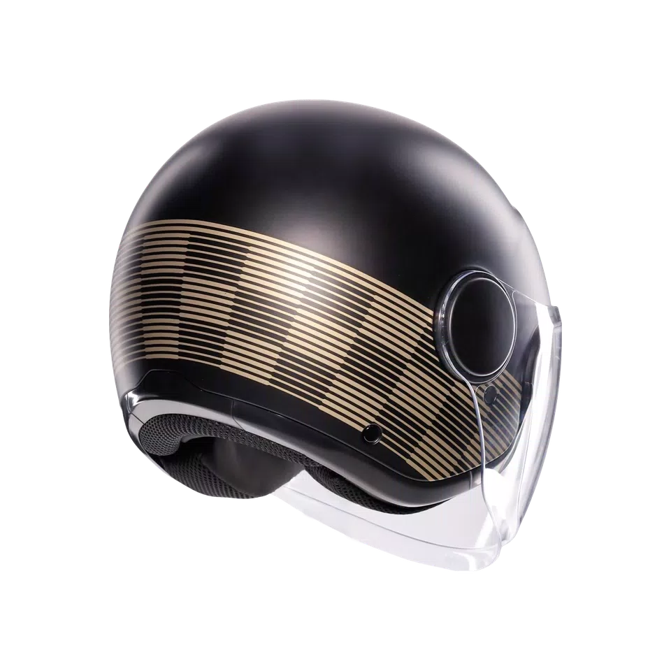 ETERES PONZA MATT BLACK/GOLD - MOTORBIKE OPEN FACE HELMET E2206 -  - 6