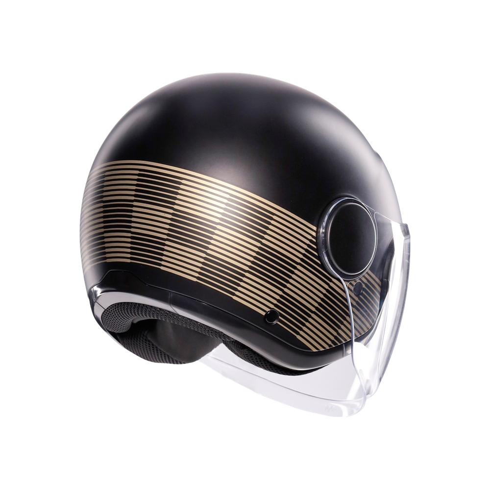eteres-ponza-matt-black-gold-motorbike-open-face-helmet-e2206 image number 5