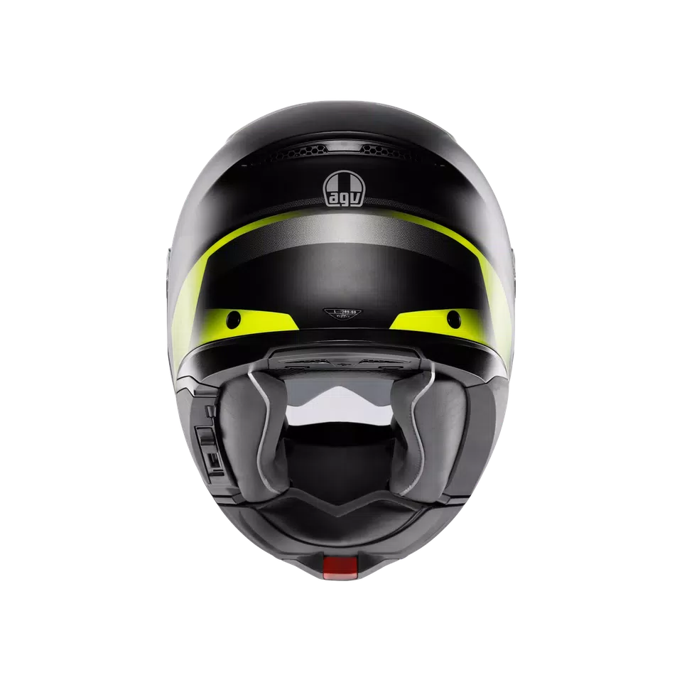 TOURMODULAR PERCEPTION MATT BLACK/YELLOW FLUO - MOTORBIKE FLIP UP HELMET E2206 -  - 5