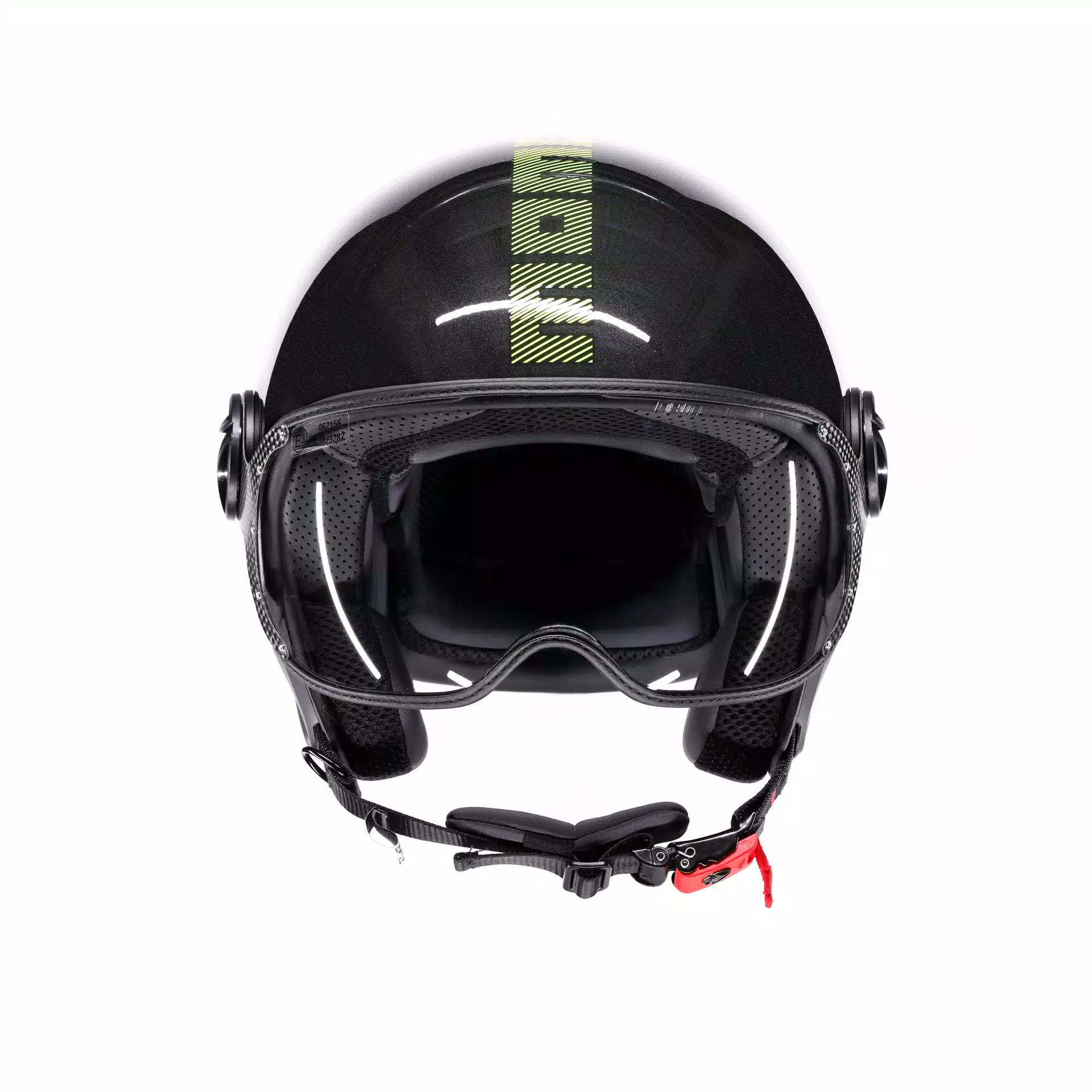 MOMODESIGN FGTR CLASSIC STRIPES GLITTER/YELLOW FLUO  - JET HELMET WITH VISOR E2206