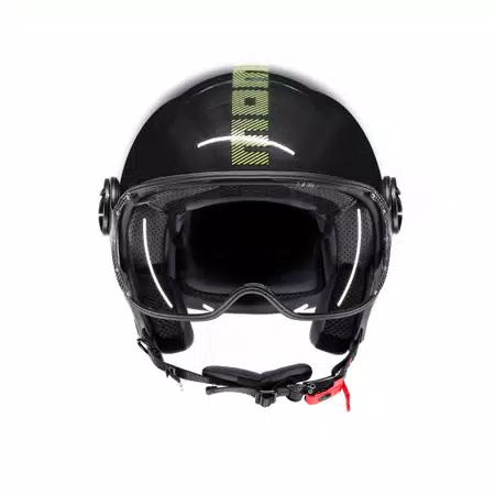 MOMODESIGN FGTR CLASSIC STRIPES GLITTER/YELLOW FLUO  - JET HELMET WITH VISOR E2206 -  - 2