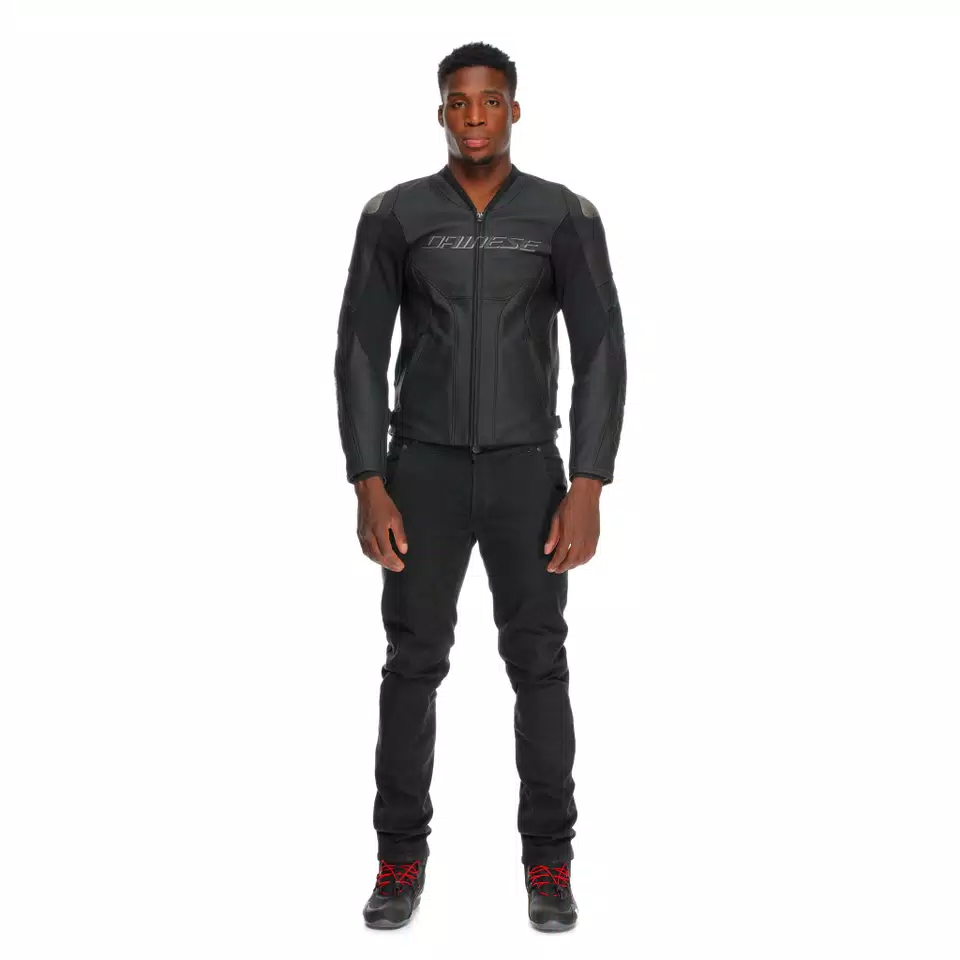 RACING 5 - GIACCA MOTO IN PELLE PERFORATA UOMO - BLACK/BLACK/BLACK - 3