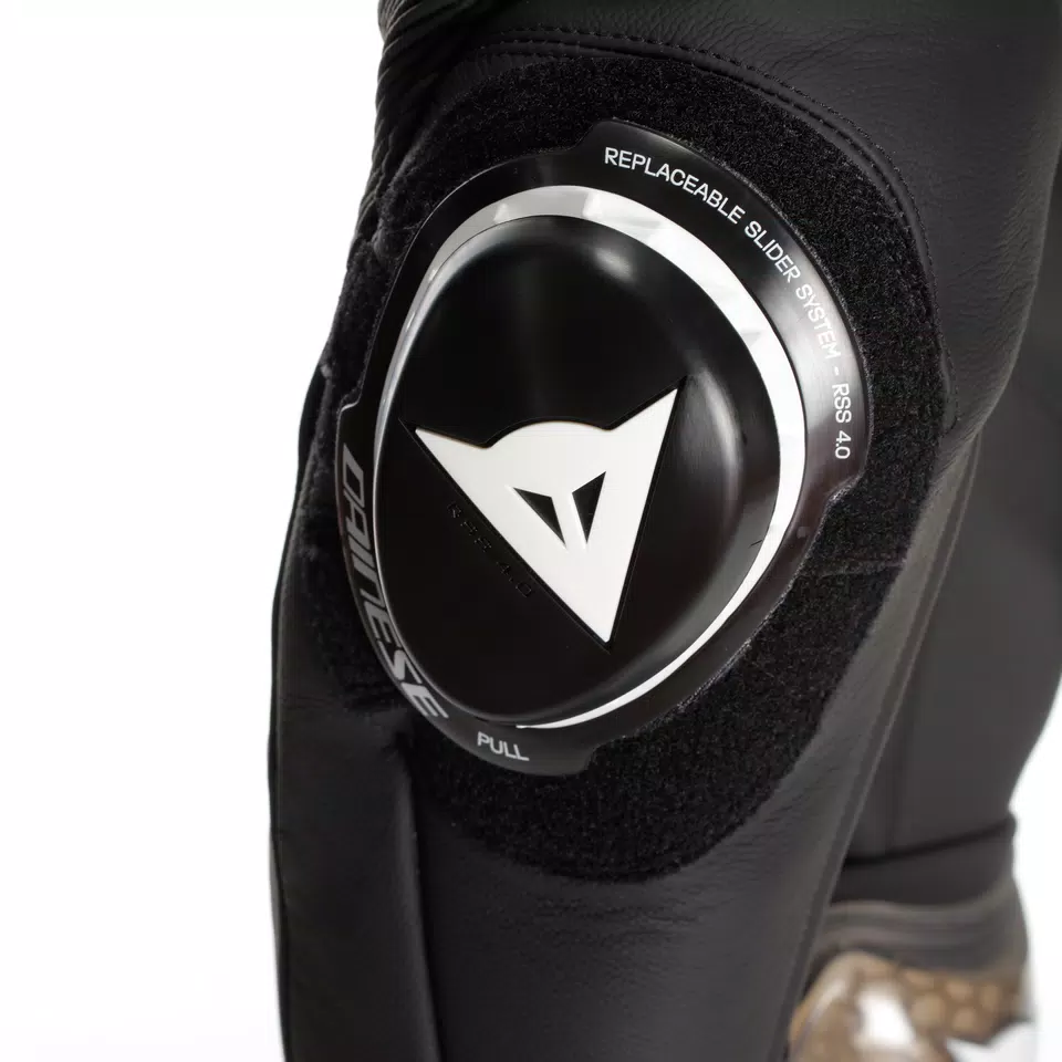 DELTA 4 - MEN'S MOTORCYCLE LEATHER PANTS - BLACK/TIBETAN PLATINUM/WHITE - 13