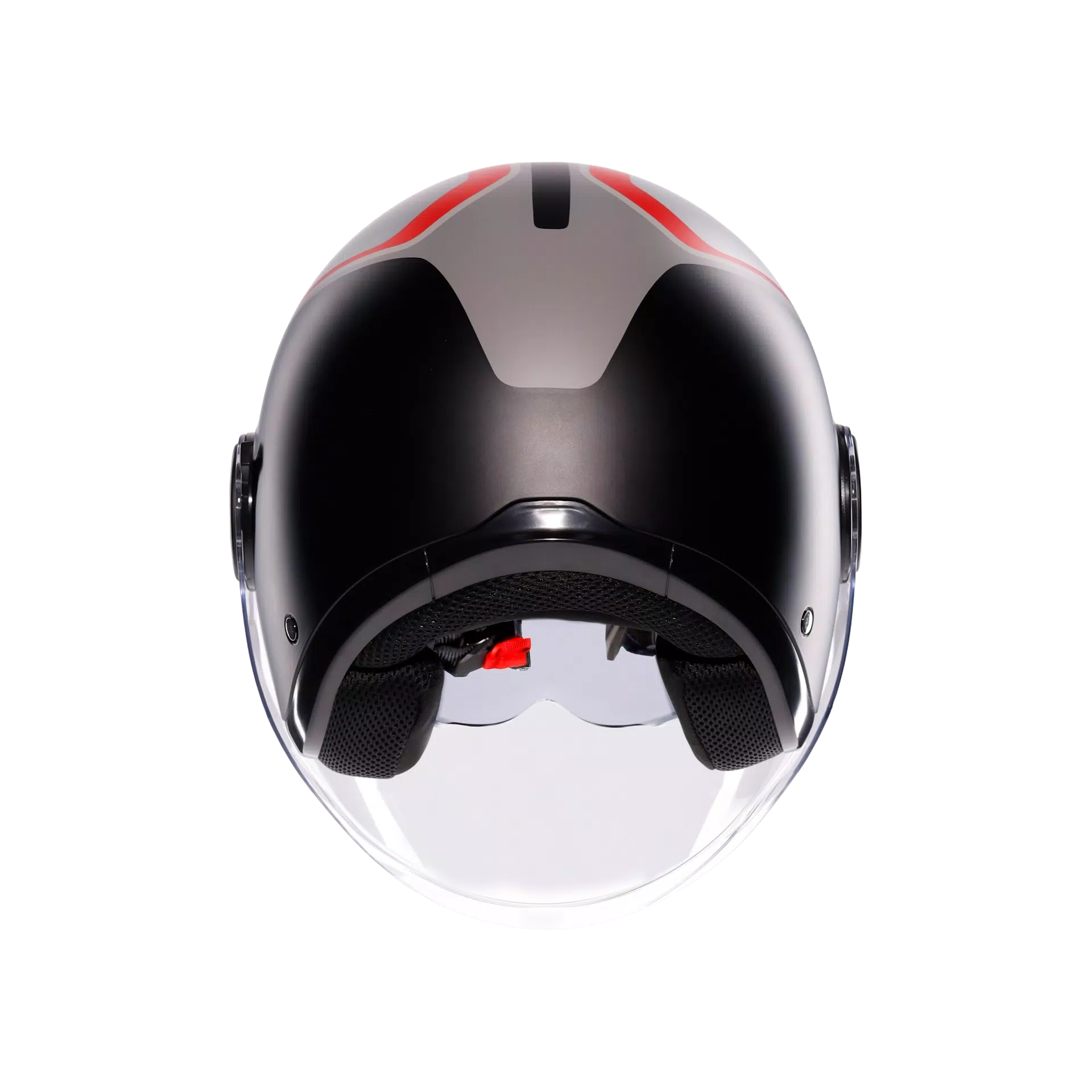 ETERES SCAGLIERI MATT GREY/RED - MOTORBIKE OPEN FACE HELMET E2206