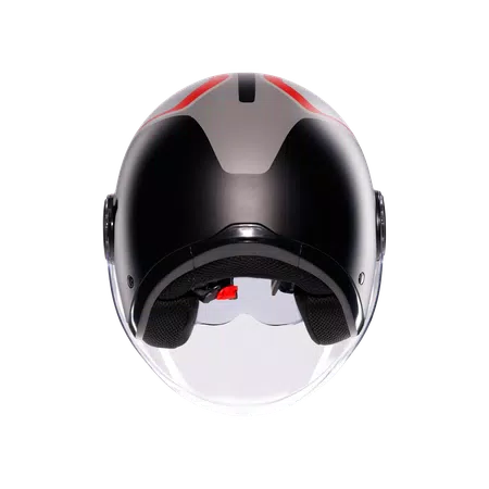 ETERES SCAGLIERI MATT GREY/RED - MOTORBIKE OPEN FACE HELMET E2206 -  - 5