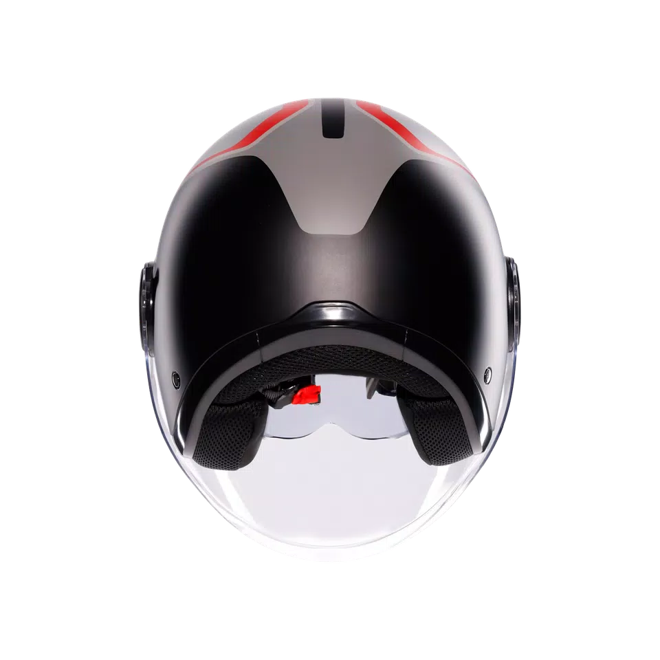 ETERES SCAGLIERI MATT GREY/RED - MOTORBIKE OPEN FACE HELMET E2206 -  - 5