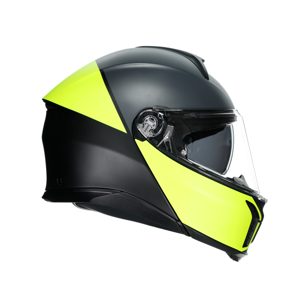 tourmodular-balance-matt-black-yel-fl-grey-motorbike-flip-up-helmet-e2206 image number 2