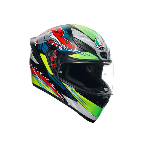 k1-s-dundee-matt-lime-red-motorbike-full-face-helmet-e2206 image number 0